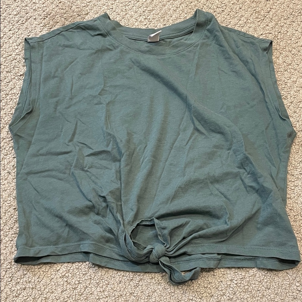 Old Navy Sleeveless Green Knot-Front Tee